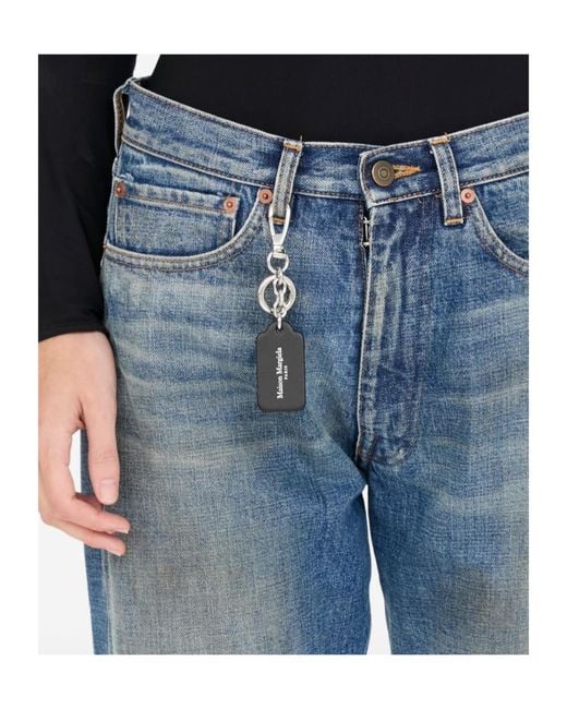 Maison Margiela White Logo-Plaque Ring Detail Keyring