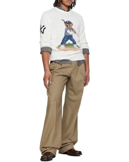 Polo Ralph Lauren White Knitted Crew Neck Sweater for men