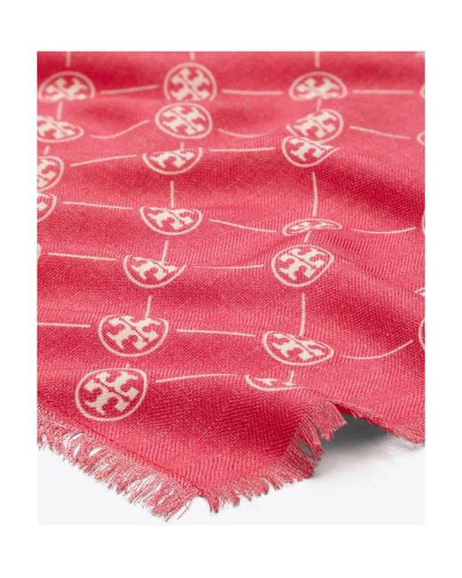 Tory Burch Pink T Monogram Scarf