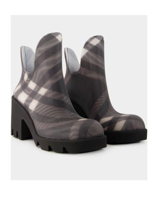 Burberry Brown Marsh Check-Pattern Slip-On Boots
