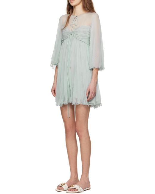 Chloé Blue Chloé Pleated Mini Dress