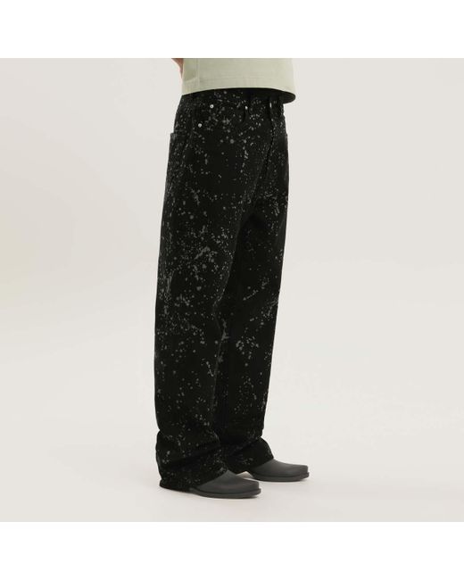 1989 STUDIO Black Paint-Splatter Wide-Leg Jeans for men