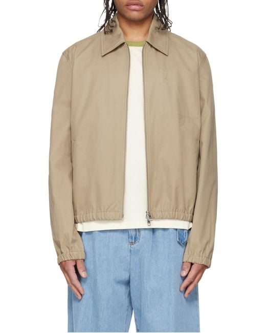 AMI Natural Ami Ami De Coeur Zipped Jacket for men
