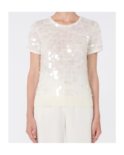 Max Mara White Studio Saio Sequin Embellished Jumper