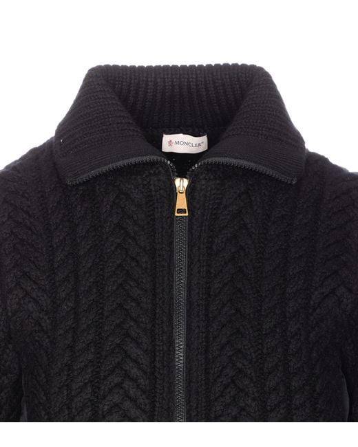 Moncler Blue Wool Blend Zip Cardigan