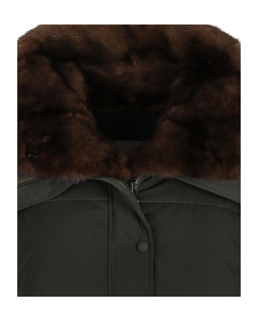 Yves Salomon Black Long-Sleeved Down Jacket