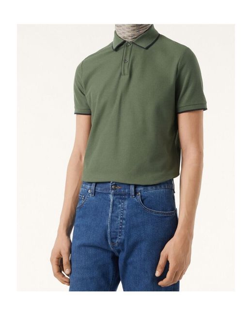 Loro Piana Green Stretch Cotton Polo Shirt for men