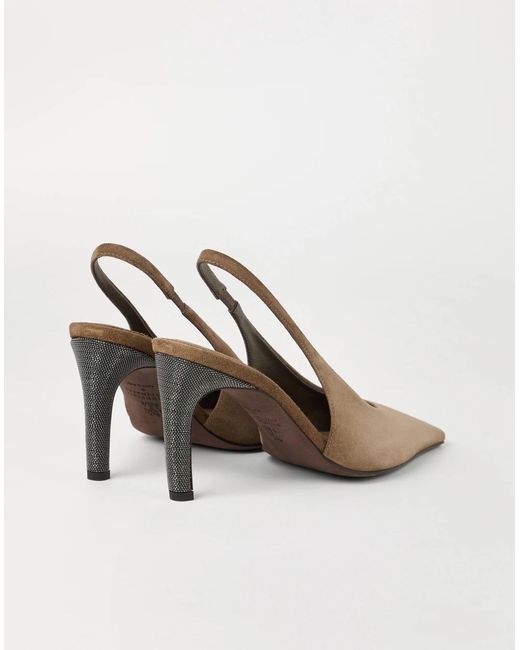 Brunello Cucinelli Brown 80Mm Suede Pumps