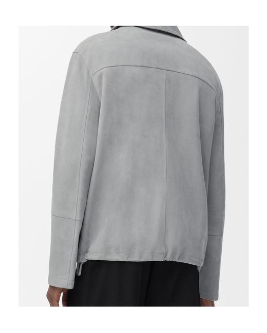 Loewe Gray Long-Sleeved Leather Jacket for men