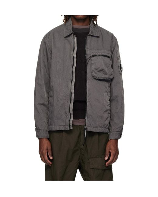 C P Company Gray Panama-R Zippered Lens Jacket for men