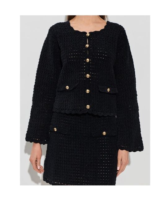 Ganni Black Crochet Cardigan