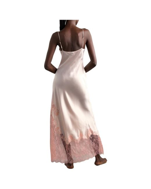 Carine Gilson Pink Lace-Trimmed Satin Nightgown
