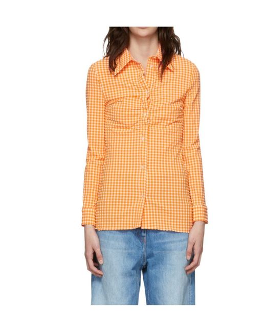 MSGM Orange Checkered Shirt