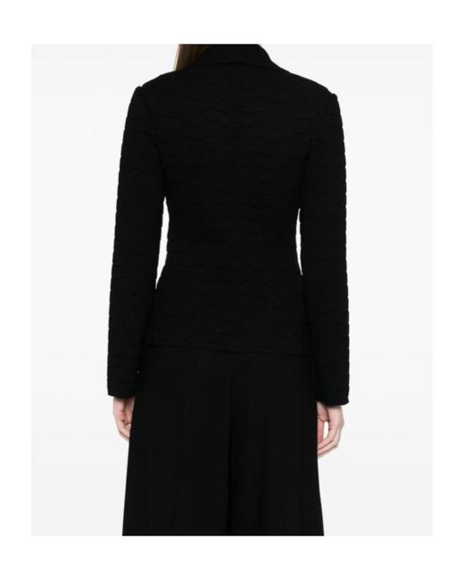 Emporio Armani Black Button-Up Textured Jacket