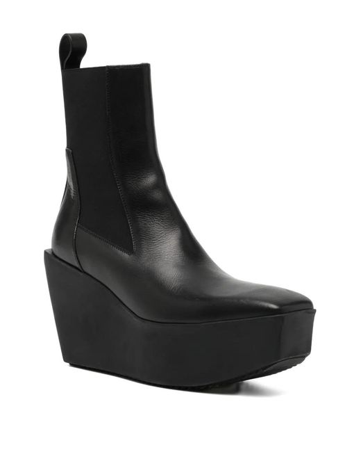 Rick Owens Black Square-Toe Ankle Boots