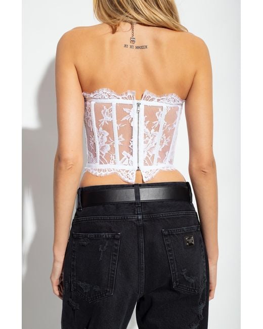 Dolce & Gabbana White Floral Lace Corset Top