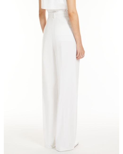 Sportmax White High-Waisted Cotton Trousers
