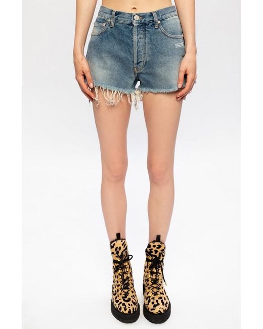 Off-White c/o Virgil Abloh Blue Raw Hem Denim Shorts