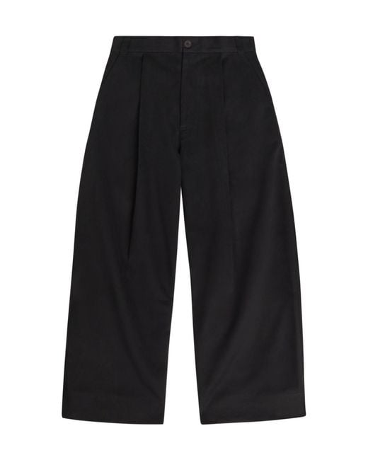 Studio Nicholson Black Peached Pleated Wide-Leg Cotton-Twill Trousers for men