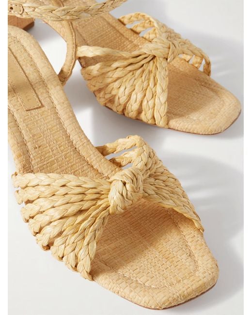 Loeffler Randall Metallic Solid Color Knotted Raffia Sandals