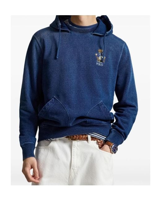 Polo Ralph Lauren Blue Bear Patch Hoodie for men