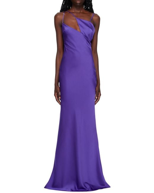 The Attico Purple The Melva Asymmetrical Maxi Dress