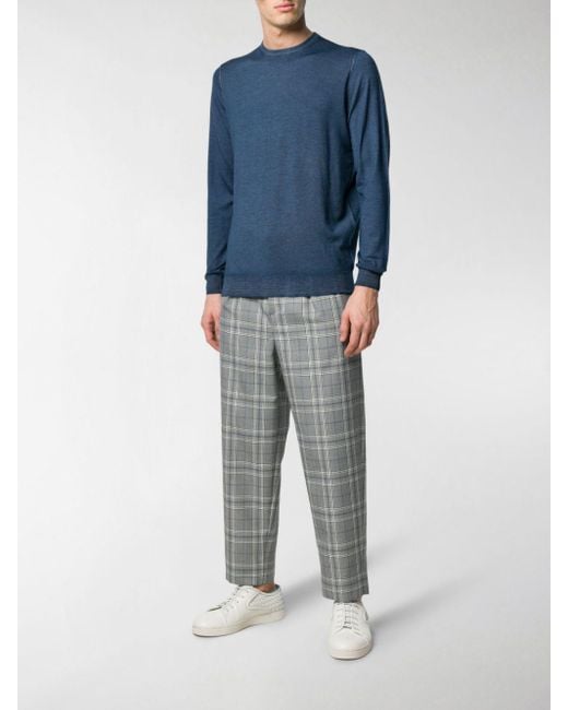 Drumohr Blue Crew-Neck Knitted Sweater for men