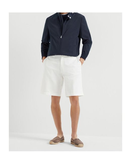 Brunello Cucinelli Blue Water-Resistant Bomber Jacket for men