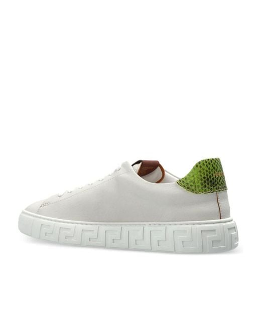 Versace White Greca Lace-Up Sneakers