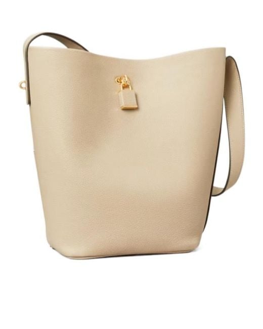 Tory Burch Natural Lock Slim Bucket Bag