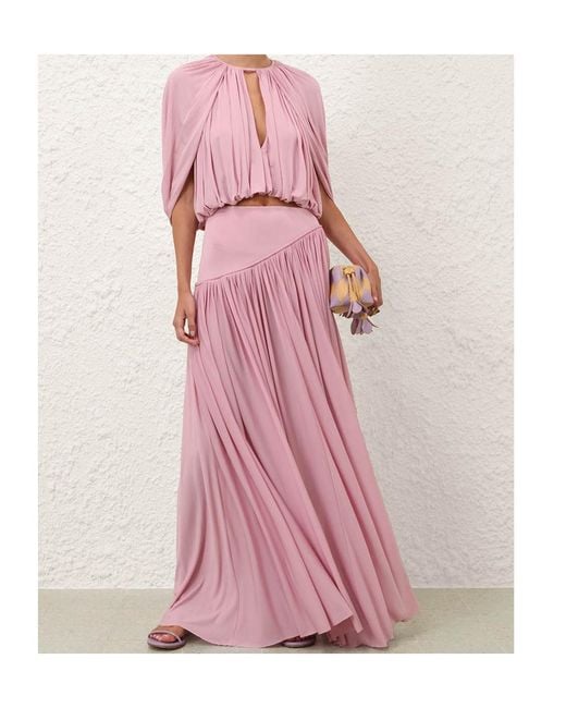 Zimmermann Pink Alchemy Pleated Maxi Skirt