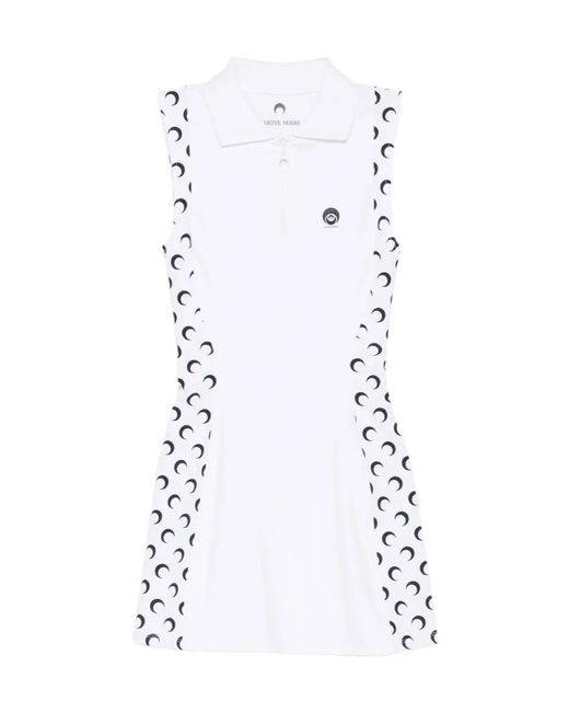 MARINE SERRE White Moon-Print Sleeveless Mini Dress