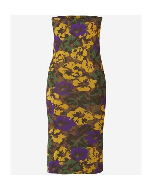 Saint Laurent Multicolor Floral Motif Strapless Mini Dress