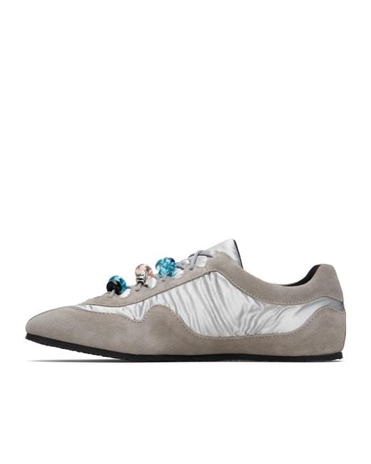 CECILIE BAHNSEN Gray Blaise Beaded Low-Top Sneakers