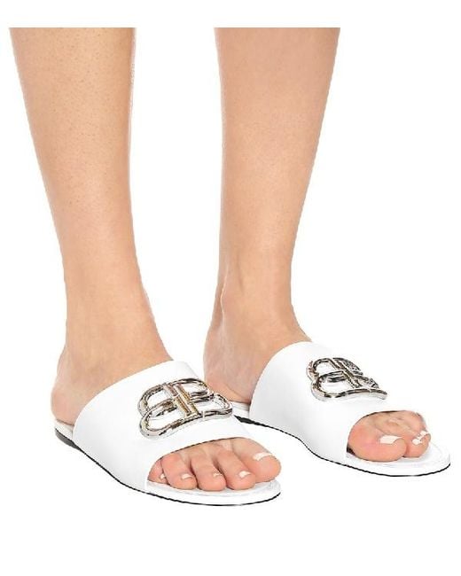 Balenciaga White Bb Buckle Sandals