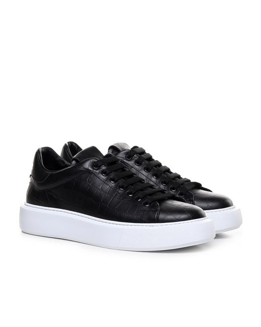 Giuliano Galiano Black Croc-Embossed Sneakers for men
