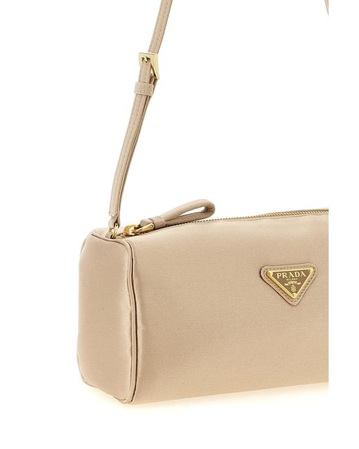 Prada White Triangle Logo Shoulder Bag