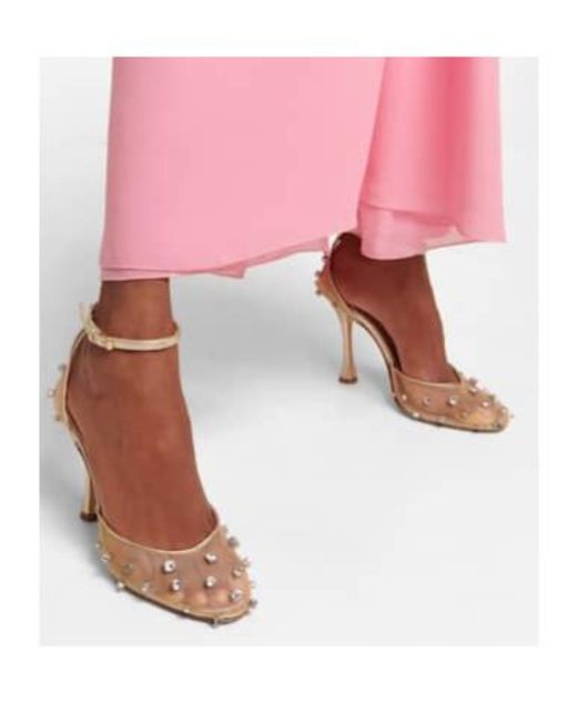 Giambattista Valli Natural Embellished Mesh Pumps