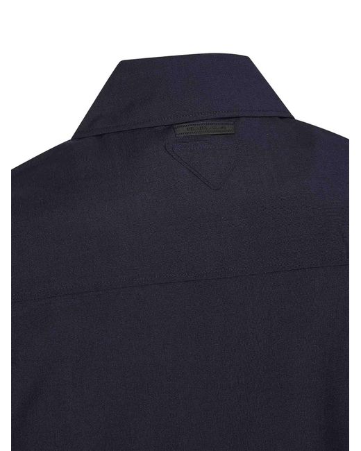 Prada Blue Long-Sleeved Button-Up Jacket for men