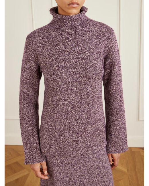 The Elder Statesman Purple Flow Cashmere Turtleneck Sweater