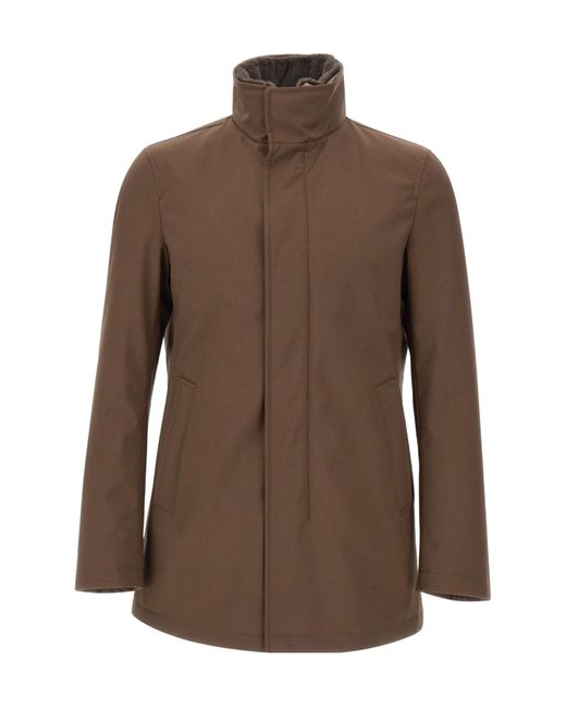 Herno Brown Stand-Collar Parka for men