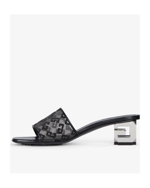 Givenchy White Monogram 72 Mesh G Cube Mules