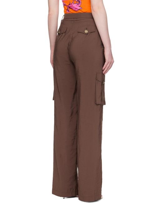 Versace Jeans Brown Couture Crinkled-Finish Belted Cargo Pants