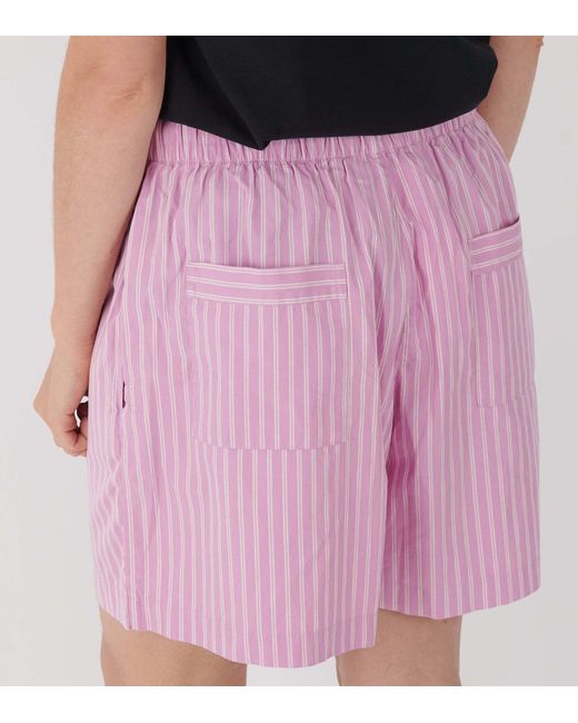 Tekla Pink Striped Pajama Shorts for men