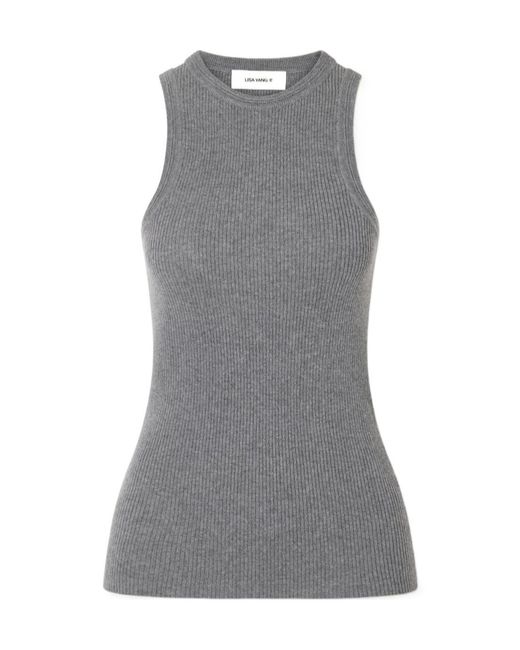 Lisa Yang Gray Amaya Cotton And Cashmere-Blend Tank Top