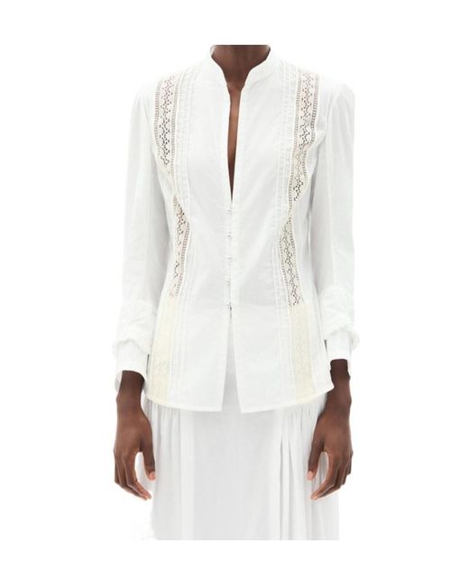 Ann Demeulemeester White Lidy Open Front Shirt With Lace Ribbons
