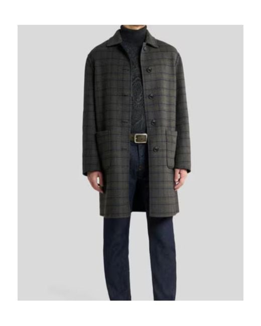 Etro Blue Reversible Wool-Blend Coat for men