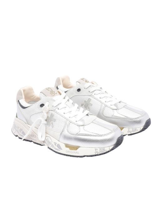 Premiata White Lace-Up Low-Cut Casual Shoes
