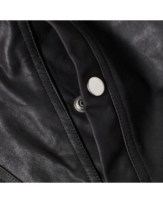 Rick Owens Black Long-Sleeved Leather Jacket for men