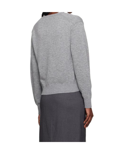 DUNST Gray V-Neck Long-Sleeved Sweater